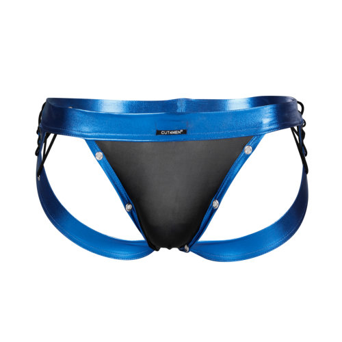 C4M Desire Jockstrap Blue Leatherette Large 1 C4M Desire Jockstrap Blue Leatherette Large